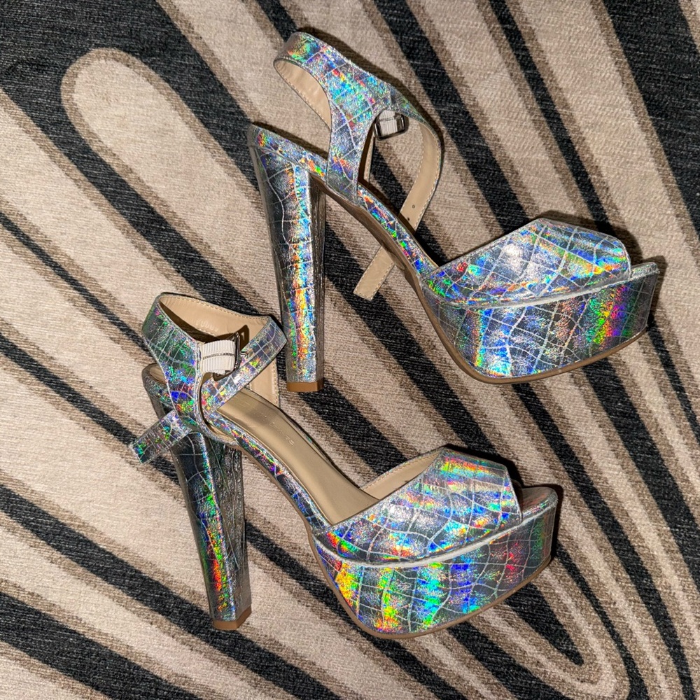 Wild Diva Iridescent Platform Heels